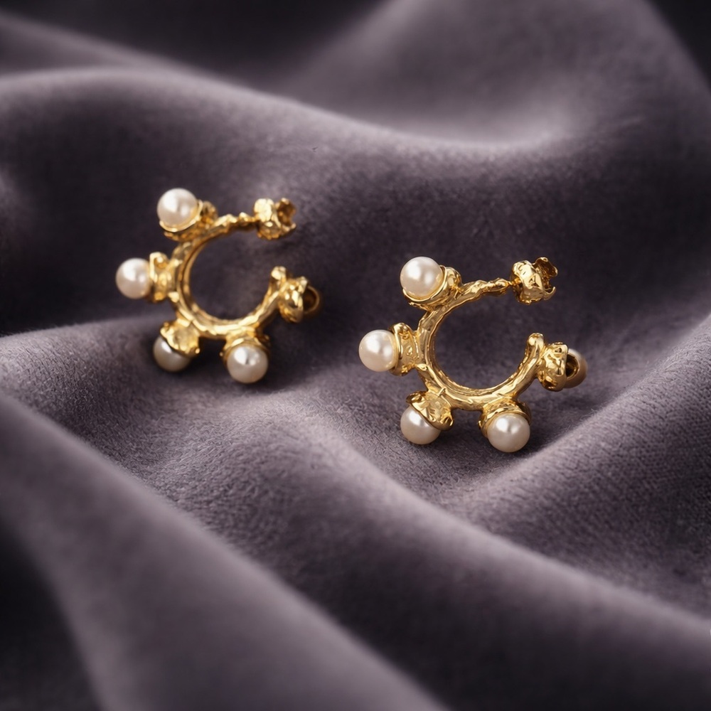 Elegant Gold and Pearl Hoop Earrings